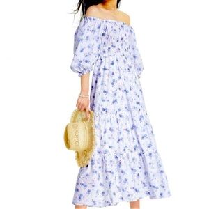 LoveShackFancy x Target white and purple floral maxi dress
